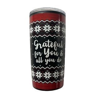 NWOT RED AND BLACK 20 OZ GRATITUDE GIFT TO GO MUG / TUMBLER